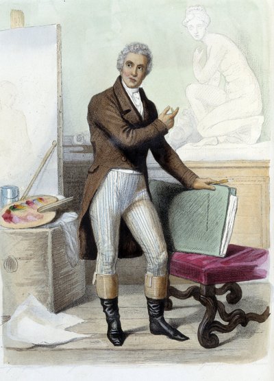 Jacques Louis David fransk målare och serietecknare (1748-1825) i Ed. Mennechet, "" Le Plutarque francais"" av Unknown artist