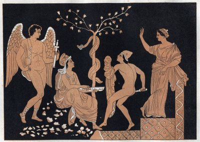 Jason och Medea - gravyr från "" Seder och traditioner för alla folk i universum. Det vill säga historien om regeringen, om lagarna, om milisen, om religionen för alla nationer från de mest avlägsna tiderna till våra dagar "1856 av Unknown artist