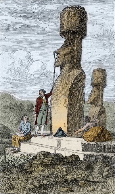 Jean-Francois Galaup, Comte de La Perouse engelsk navigatör och upptäcktsresande, på Påskön under sin asiatiska resa av Unknown artist