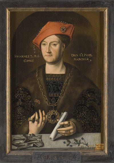 Jean II de Cleves, dit le Clement - Porträtt av Johannes II (1458-1521), hertig av Cleves, greve av Markus, anonym . Olja på duk. Mått: 66x45 cm. Nationalmuseum Stockholm av Unknown artist