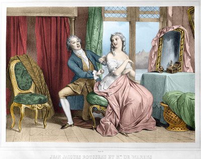 Jean Jacques Rousseau (1712 - 1778) och Madame de Warens (1700 - 1762). av Unknown artist