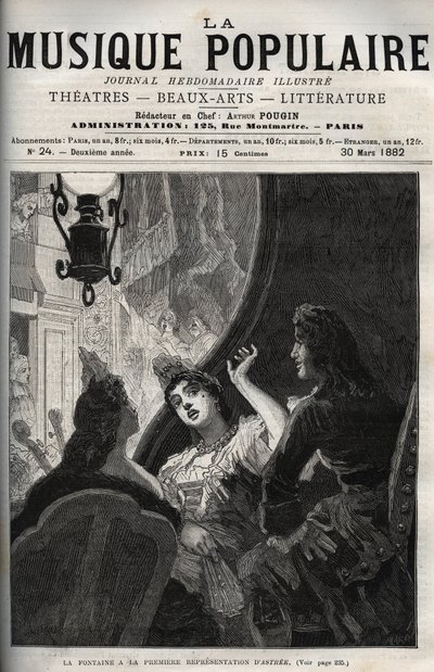 Jean de La Fontaine (Lafontaine) vid uruppförandet av operan "" Astree"" av Pascal Collasse (Colasse) (1649-1709) - gravyr i den berömda veckotidningen "La musique populaire" - 1882 av Unknown artist