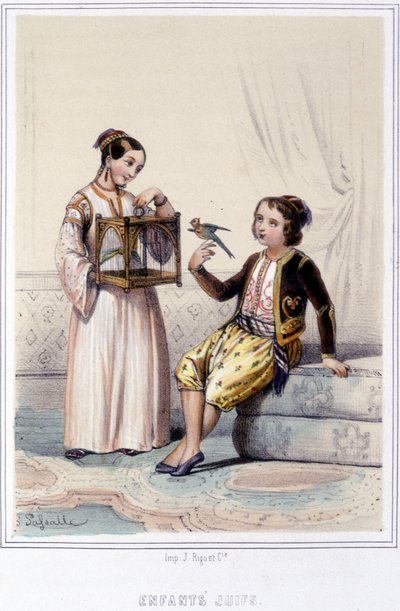 Judiska barn i Algeriet under andra hälften av 1800-talet. av Unknown artist