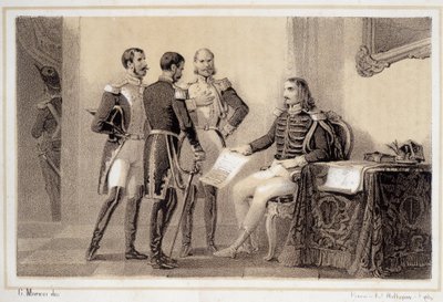 Joachim Murat (1767-1815) som presenterade programmet för sina generaler för italienarna - i "" Storia d