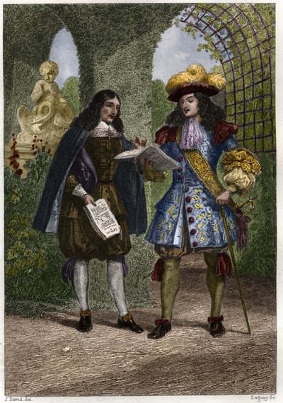 Johannes Döparen (Jean-Baptiste) Colbert (1619-1683) med Ludvig XIV, kung av Frankrike och Navarra (1638-1715). Gravyr av 1800-talet. Privat samling. av Unknown artist