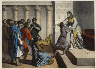 Patriarken Josef, som heter Visir av Egypten, är igenkänd av sina bröder som fick honom att tro på sin död och be om förlåtelse. Anonym gravyr från 1800-talet. av Unknown artist