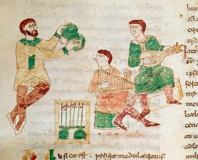 Jonglörer och hovmusiker (miniatyr, 900-talet) av Unknown artist