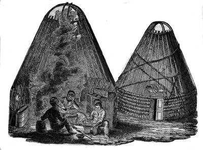 Kalmouks (västmongoler) framför sitt tält. av Unknown artist