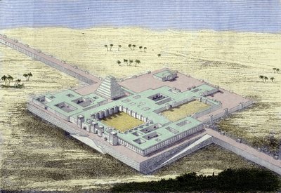 Khursabad (Irak). Rekonstruktion av palatset Sargon II, kung av Assyrien från 722 till 705 f.Kr. Gravyr från 1800-talet. av Unknown artist