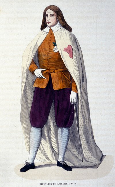 Riddare av Avisorden (eller Aviz), portugisisk ridderorden instiftad 1147 av kung Alfonso I Henriques för kampen mot morerna. Gravyr av 1800-talet. av Unknown artist