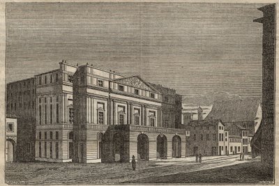 La Scala i Milano - Utsikt över teatern La Scala i Milano, Italien - (Teatro alla Scala Milan) - 1837 av Unknown artist