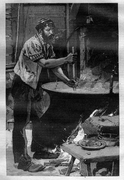 Tillverkning av Gruyere-ost - Gravyr i "La Science francaise"" av Unknown artist