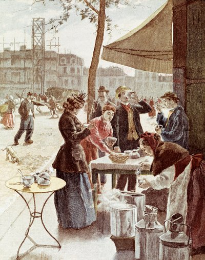 La laitiere, klockan 6 på söndagsmorgonen. Färgstick 14 juli 1895. Paris, Musee Carnavalet av Unknown artist