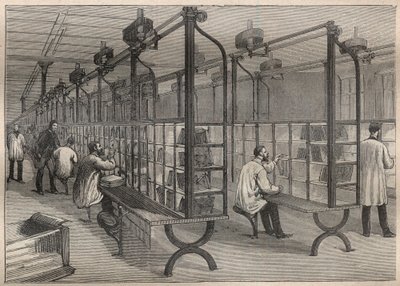 Brevpost: sortering av kuvert på Hotel des Posts i Paris - Gravyr i "La Science francaise"" av Unknown artist