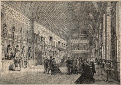 Vapenrummet i slottet Pierrefonds - restitution av Viollet-Leduc (Viollet Leduc) gravyr från 1880 av Unknown artist