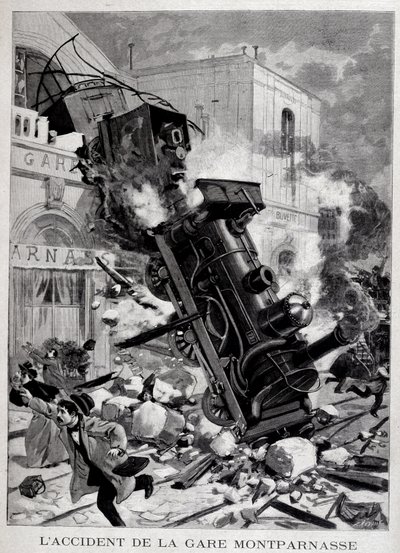 Olyckan vid Gare Montparnasse i Paris - i "" Le Petite Journal" av Unknown artist