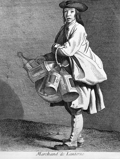 Lanternhandlare. 1800-talsgravyr. av Unknown artist