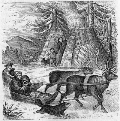 Lapons och deras släde. av Unknown artist