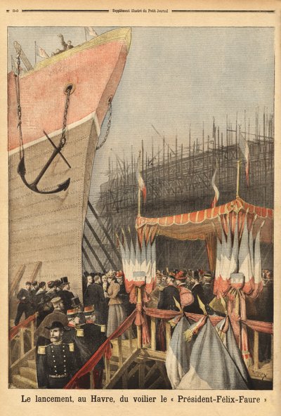 Lansering av segelbåten "President Felix Faure" den 3 februari i Le Havre, sponsrad av Lucie Faure, dotter till statschefen och Louis Brindeau, borgmästare i Le Havre; det är den första i en serie 4-matta segelbåtar som byggdes i Le Havre från 1896 av Unknown artist