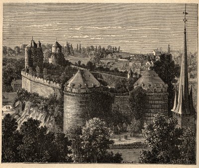 Le Chateau a Fougeres - Bretagne - Frankrike - gravyr i "" PATRIE" - PECTUREQUIREQUE BESKRIVNING AV FRANKRIKE I 6 BÅNDER AV LUCIEN HUARD - slutet av 1800-talet av Unknown artist