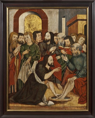 Kristus tvättar Sankt Peters fötter - Kristus tvättar Peters fötter - Anonym. olja på trä av Unknown artist