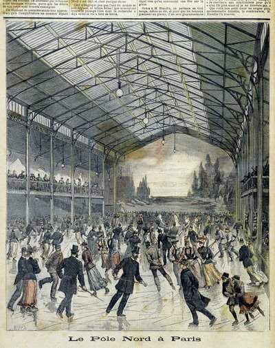 Nordpolen i Paris: Parisare åker skridskor - i "" Le Petite Journal", nov. 1892 av Unknown artist