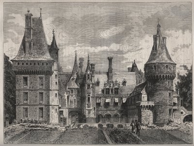 Le chateau de Maintenon, Eure et Loir (Eure et Loir), Centre, Frankrike gravyr från 1800-talet av Unknown artist