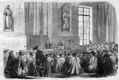 Gymnasiekursen för unga flickor på Sorbonne: Kemilektion - gravering i ""Le Journal Illustre"" av Unknown artist