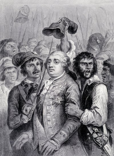 Folket på Tuilerierna, lock Louis XVI av den frygiska mössan, 20 juni av Unknown artist
