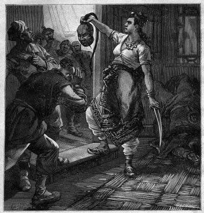 The Pirate of Tonkin - illustration till romanen av Pierre Mael (Charles Causse och Charles Vincent) graverad i ""journal des voyages""" 1884 av Unknown artist