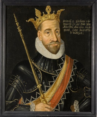 Le roi Frederic II de Danemark et Norvege - kung Fredrik II av Danmark (1534-1588), Anonym . Olja på duk. Mått: 74x64 cm. Nationalmuseum Stockholm av Unknown artist