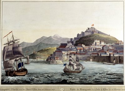 Läckage av Napoleon Bonaparte från Elba Island 26/02/1815. av Unknown artist