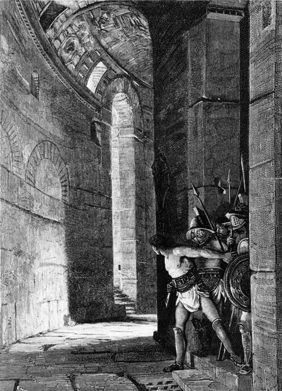 Läckage av Spartacus. 1800-talsgravyr. av Unknown artist