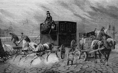 Les Omnibus de Paris på 1800-talet: la Bearnaise - gravyr från 1892 av Unknown artist