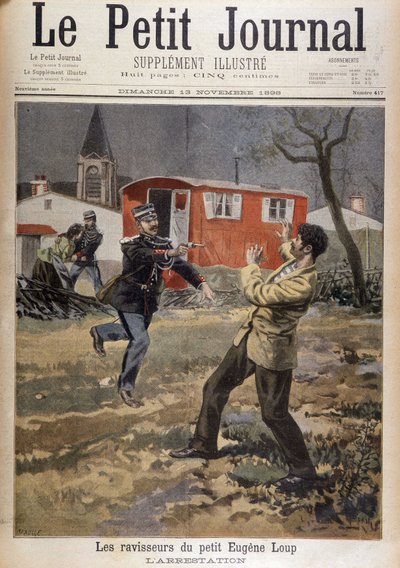 Bortförarna av lilla Eugène Loup: arresteringen - i "" Le Petity Journal"" av 1898-11-13 av Unknown artist