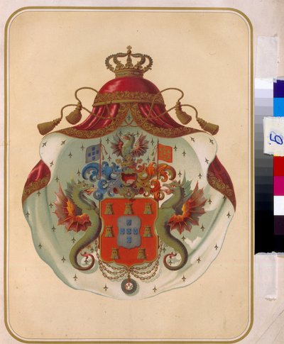 Vapnet för frimurarna i Storlogen Mecklenburg (Tyskland). (The Coat of Coat of The Freemasons Grand Lodge of Mecklenburg). Provincial Storloge grundad 1819. Anonymt verk, litografi. Ryska statsbiblioteket, Moskva. av Unknown artist