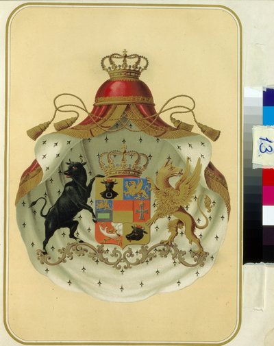 Les armoiries des francs macons de la Grande Loge de Suede Norvege. (Vapnet för Frimurare Storlogen i Sverige Norge). Oeuvre anonyme, litografi. Ryska statsbiblioteket, Moskva. av Unknown artist