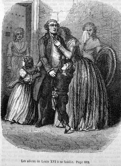 Ludvig XVI:s fareeux till hans familj (till Marie Antoinette och Louis XVII). av Unknown artist