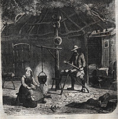Les sabotiers. gravyr 1800-talet av Unknown artist