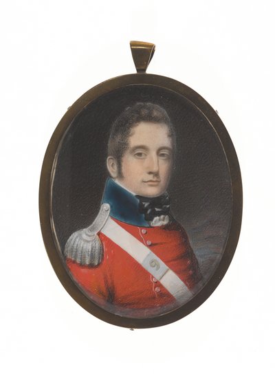 Löjtnant Charles Augustus Elderton (1789-1841), 9:e Madras infödda infanteri, 25 februari 1811 (miniatyr på elfenben) av Unknown artist