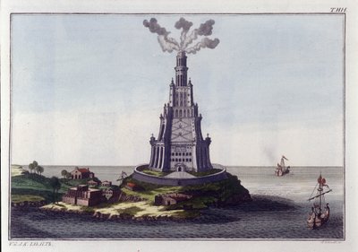 Fyren i Alexandria. Gravyr från början av 1800-talet. av Unknown artist