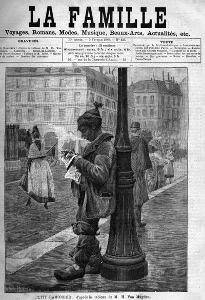 Lilla skorstenen. Gravyr från M.H. Van Muydens målning. Omslag till 1888 års tidning "La famille". av Unknown artist