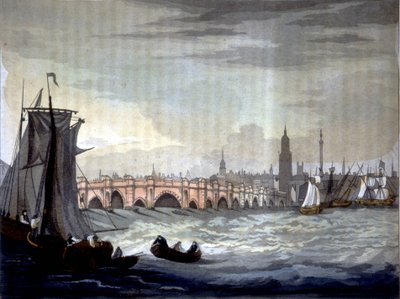 London Bridge och Southwark Cathedral, England. av Unknown artist