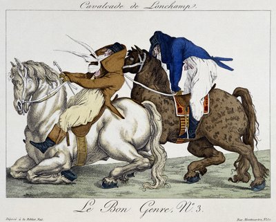 Longchamps Cavalcade - karikatyr, deb. 1800-talet av Unknown artist