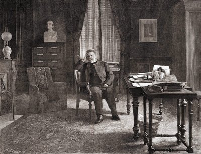 Louis Pasteur på sitt kontor vid institutet. 1800-talsgravyr. av Unknown artist