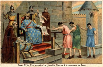 Ludvig VI beviljade den första Chartre till kommunen Laon 1128. av Unknown artist