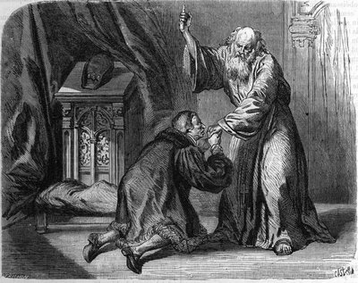 Ludvig XI vädjade till Johannes av Paule att behandla honom. av Unknown artist