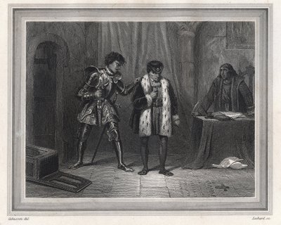 Ludvig XI fånge av Karl Temerary hertig av Bourgogne - Kung av Frankrike Ludvig XI (kung 1461-1483) träffade sin motståndare Karl Temerary hertig av Bourgogne 1467-1477 till Peronne i oktober 1468, period av Ligue du Bien Public - Franska kung Ludvig av Unknown artist