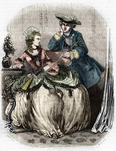 Louis XV och Madame de Pompadour, Jeanne Antoinette Poisson (1721-1764) (Marquise de Pompadour) - i Frankrikes historia av L.-P. Anquetil av Unknown artist