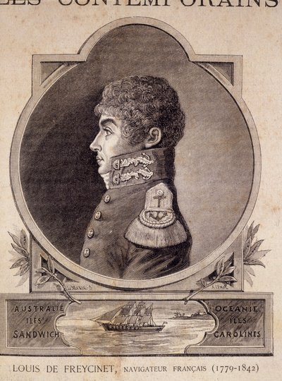 Louis de Freycinet, fransk navigatör (1779 - 1842) - i "" Les Contemporains", n.d. sent 1800-tal. av Unknown artist